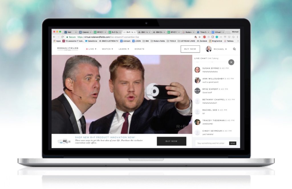 James Corden at the Rodan + Fields R+F Virtual Event in 2016